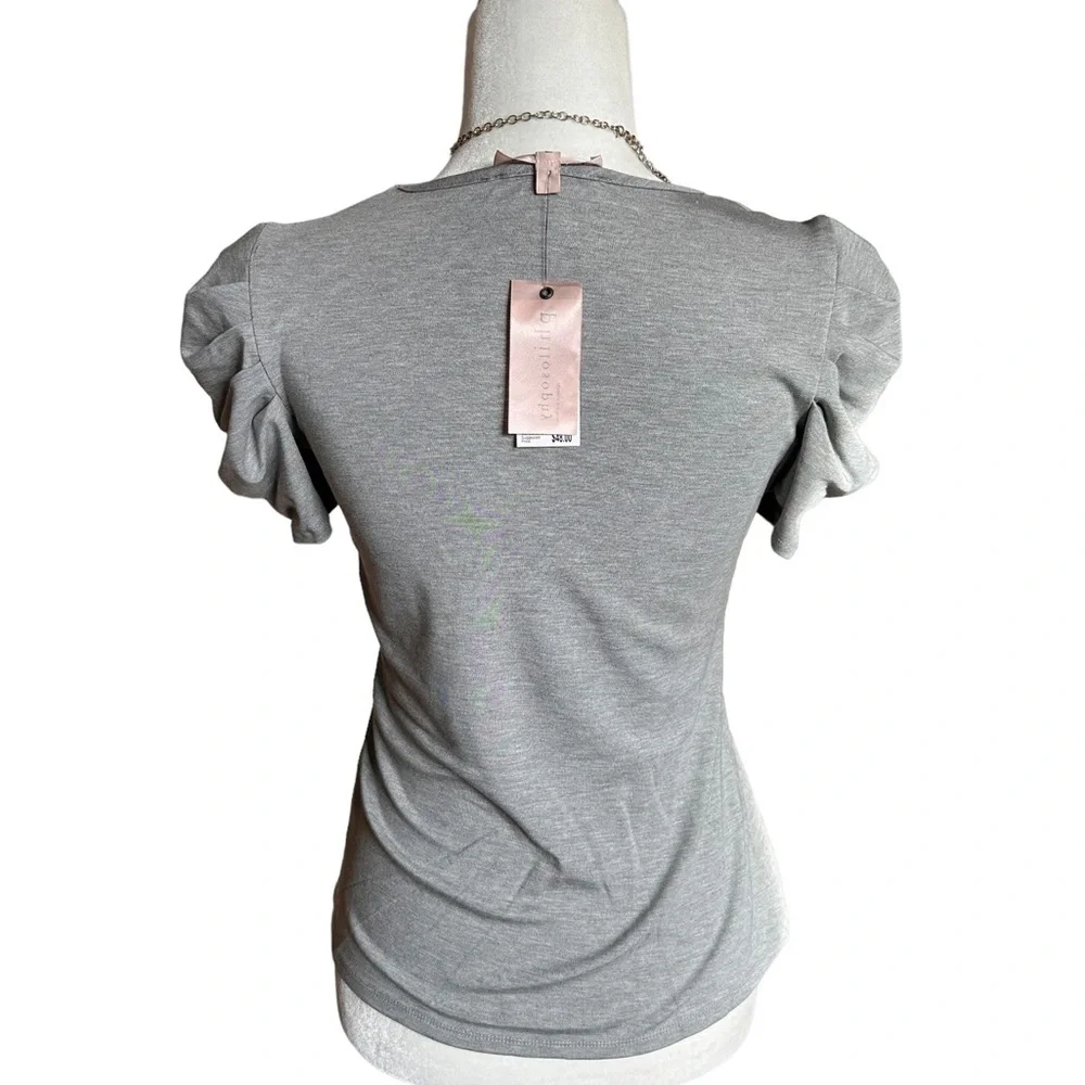 🇺🇸  BUNDLE ONLY - 5/$15 Philosophy Ruched Cap Sleeve Top, Grey NWT - Picture 2 of 6